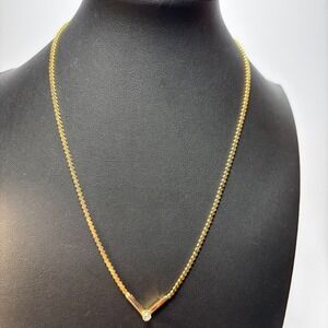 Choker Necklace Gold Tone Delicate Rhinestone Pendant